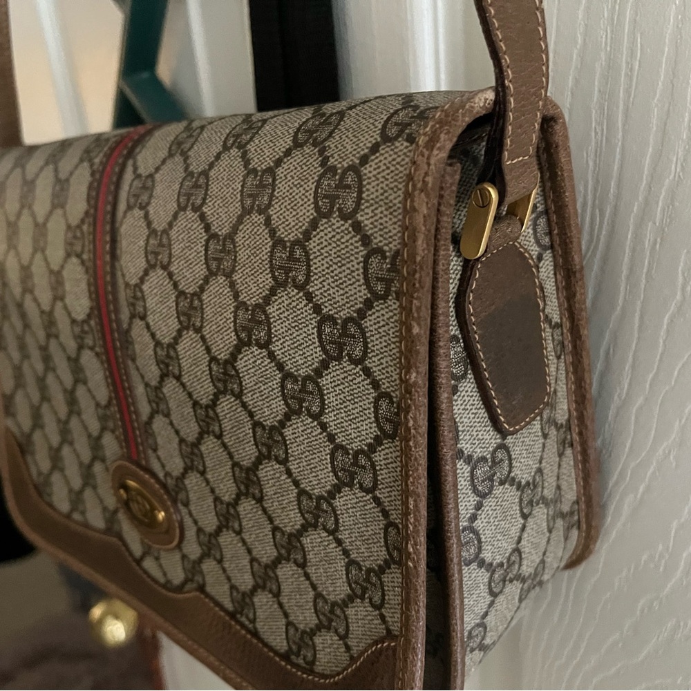 Gucci Beige and Brown Monogram Messenger Bag - Picture 9 of 12